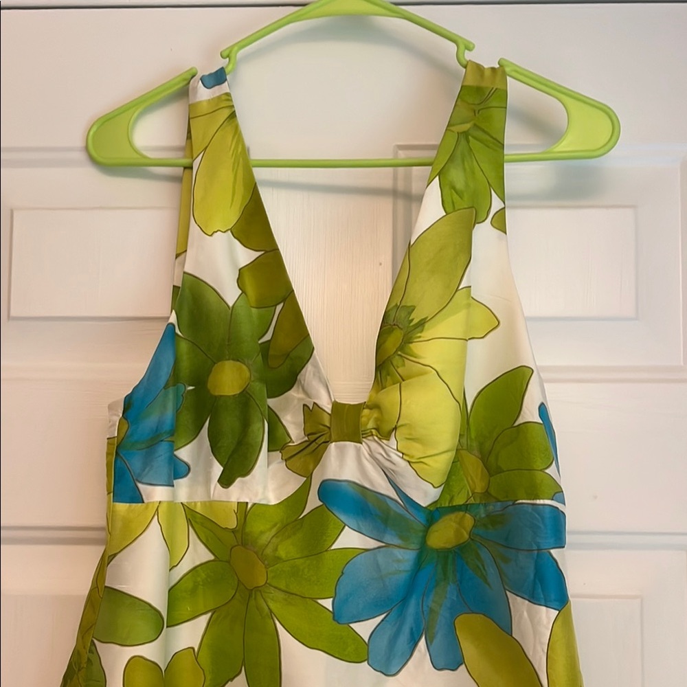 Muse Green and Blue Floral Midi Dress - Picture 2 of 10